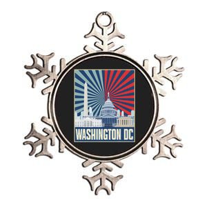 Retro Capitol Hill Washington Dc American Flag Metallic Star Ornament