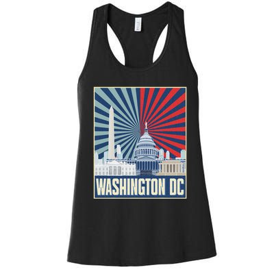 Retro Capitol Hill Washington Dc American Flag Women's Racerback Tank