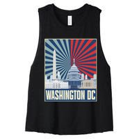 Retro Capitol Hill Washington Dc American Flag Women's Racerback Cropped Tank