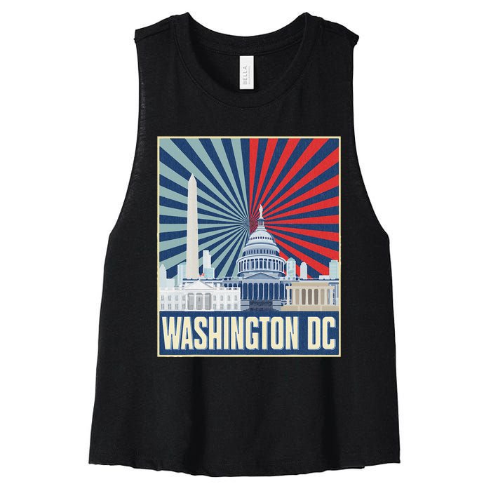 Retro Capitol Hill Washington Dc American Flag Women's Racerback Cropped Tank