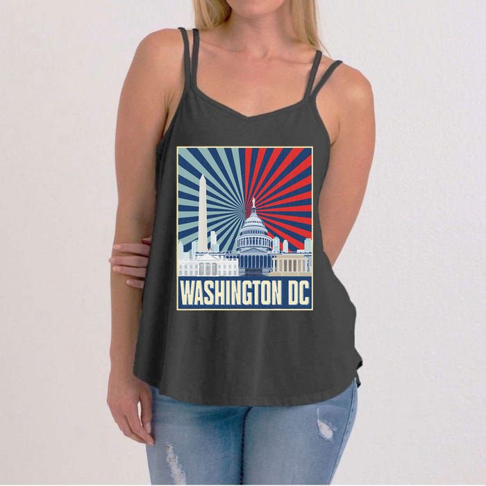 Retro Capitol Hill Washington Dc American Flag Women's Strappy Tank