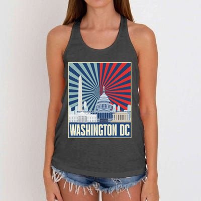 Retro Capitol Hill Washington Dc American Flag Women's Knotted Racerback Tank