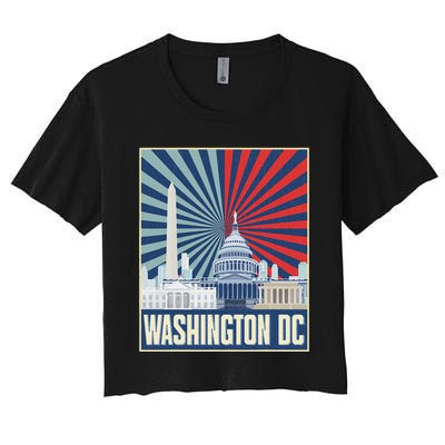 Retro Capitol Hill Washington Dc American Flag Women's Crop Top Tee