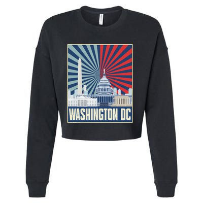 Retro Capitol Hill Washington Dc American Flag Cropped Pullover Crew