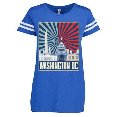 Retro Capitol Hill Washington Dc American Flag Enza Ladies Jersey Football T-Shirt