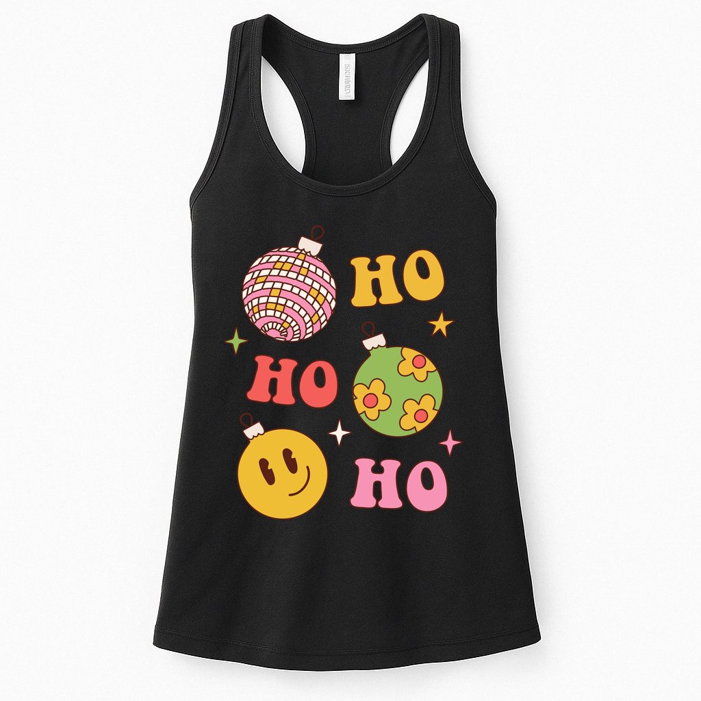 Retro Christmas Ho Ho Ho Festive Holiday Womens Tank Top