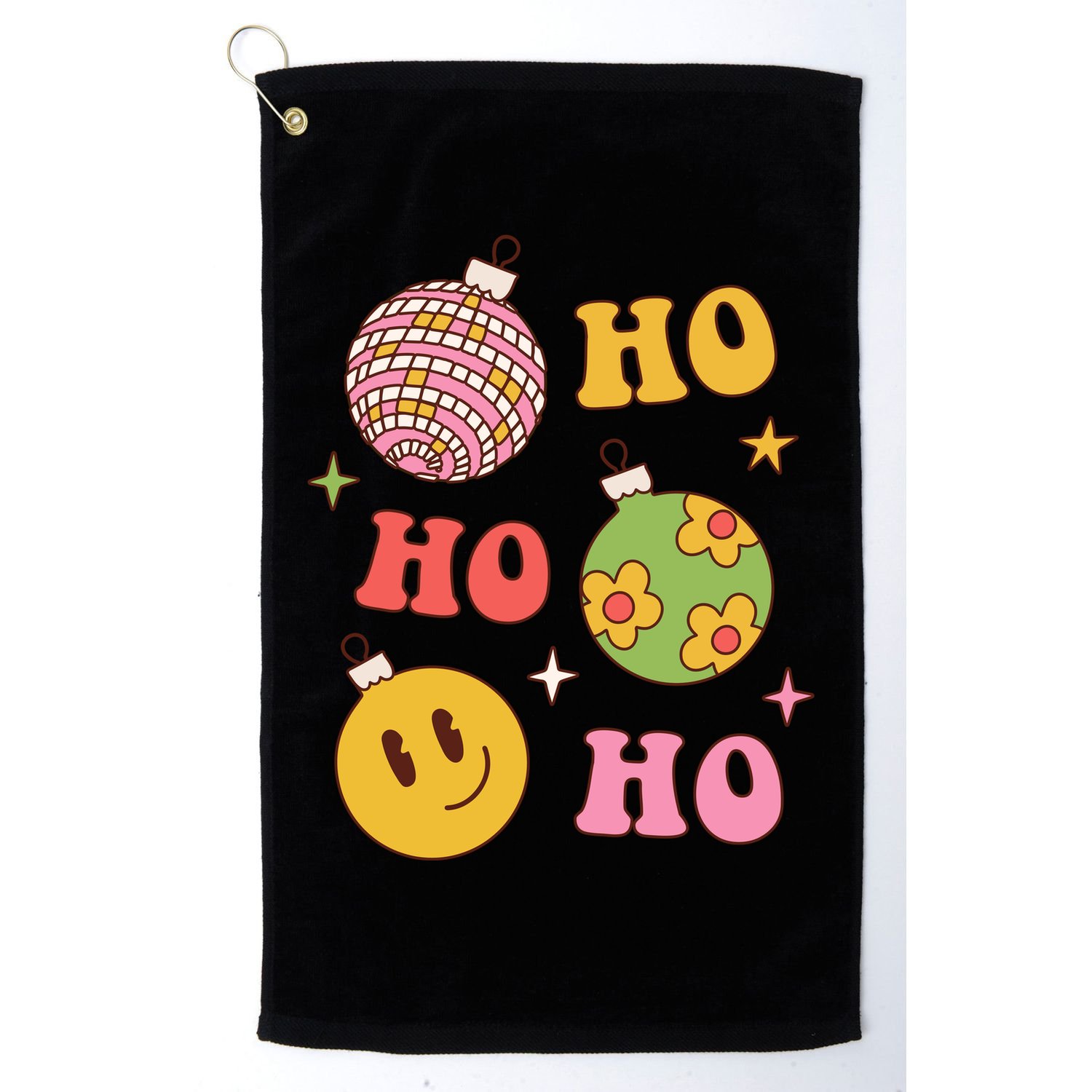 Retro Christmas Ho Ho Ho Festive Holiday Golf Towel