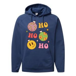 Retro Christmas Ho Ho Ho Festive Holiday Performance Fleece Hoodie