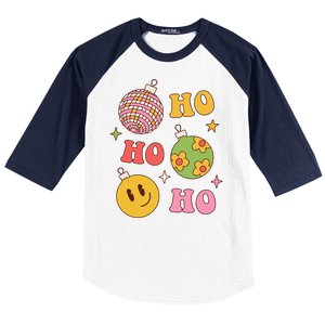 Retro Christmas Ho Ho Ho Festive Holiday Baseball Sleeve Shirt