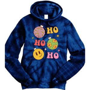 Retro Christmas Ho Ho Ho Festive Holiday Tie Dye Hoodie