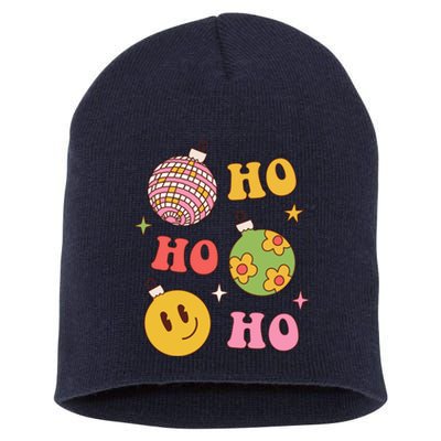 Retro Christmas Ho Ho Ho Festive Holiday Short Acrylic Beanie