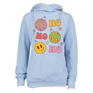 Retro Christmas Ho Ho Ho Festive Holiday Womens Funnel Neck Pullover Hood