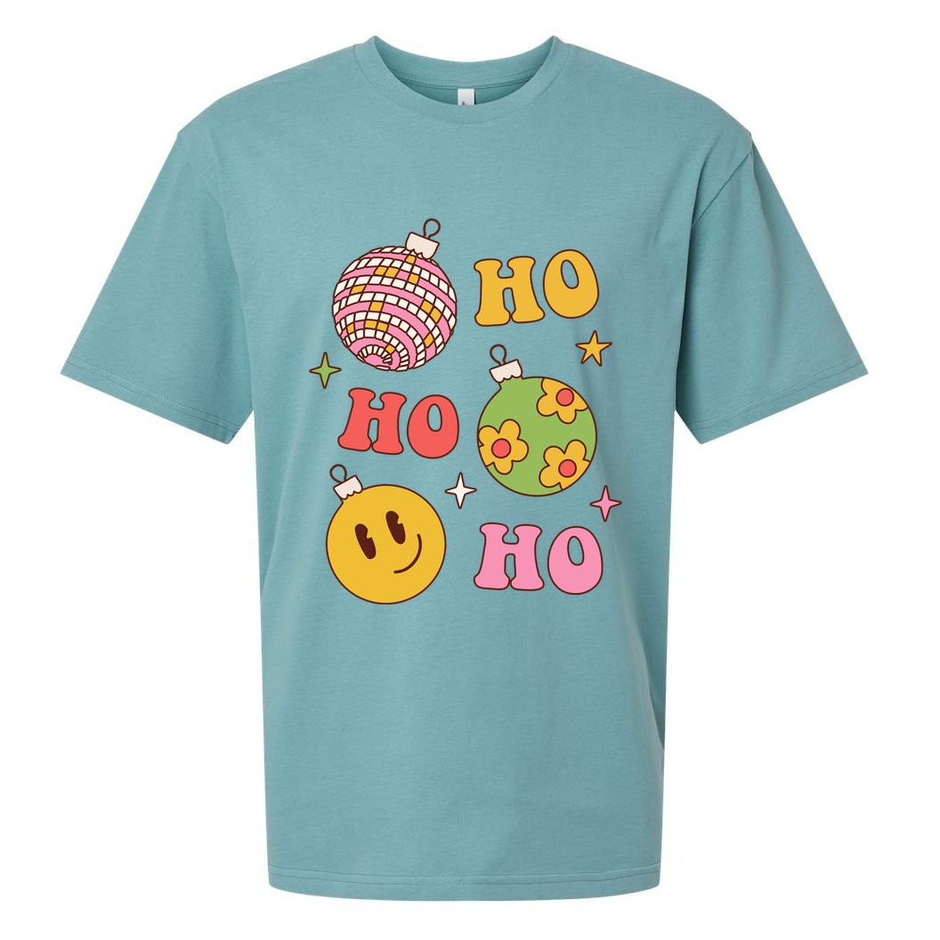 Retro Christmas Ho Ho Ho Festive Holiday Sueded Cloud Jersey T-Shirt