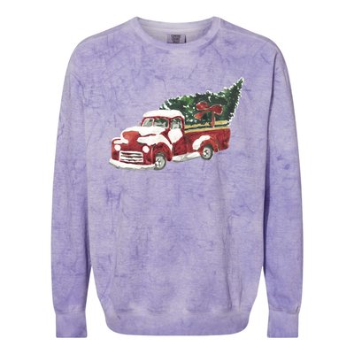 Retro Christmas Holiday Truck Colorblast Crewneck Sweatshirt