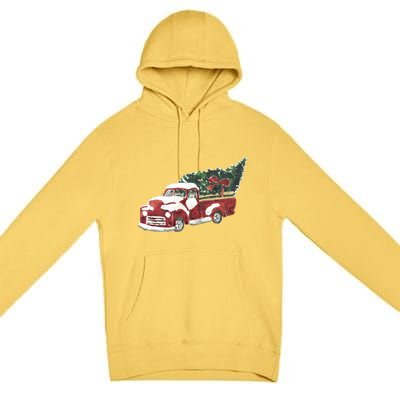 Retro Christmas Holiday Truck Premium Pullover Hoodie