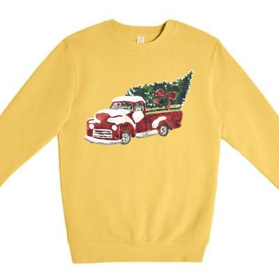 Retro Christmas Holiday Truck Premium Crewneck Sweatshirt