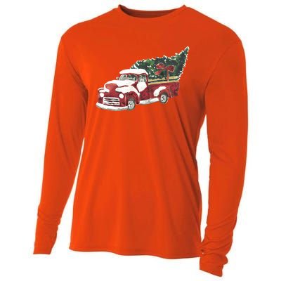 Retro Christmas Holiday Truck Cooling Performance Long Sleeve Crew