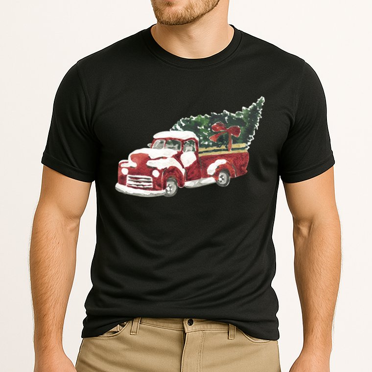 Retro Christmas Holiday Truck Cooling Performance Crew T-Shirt