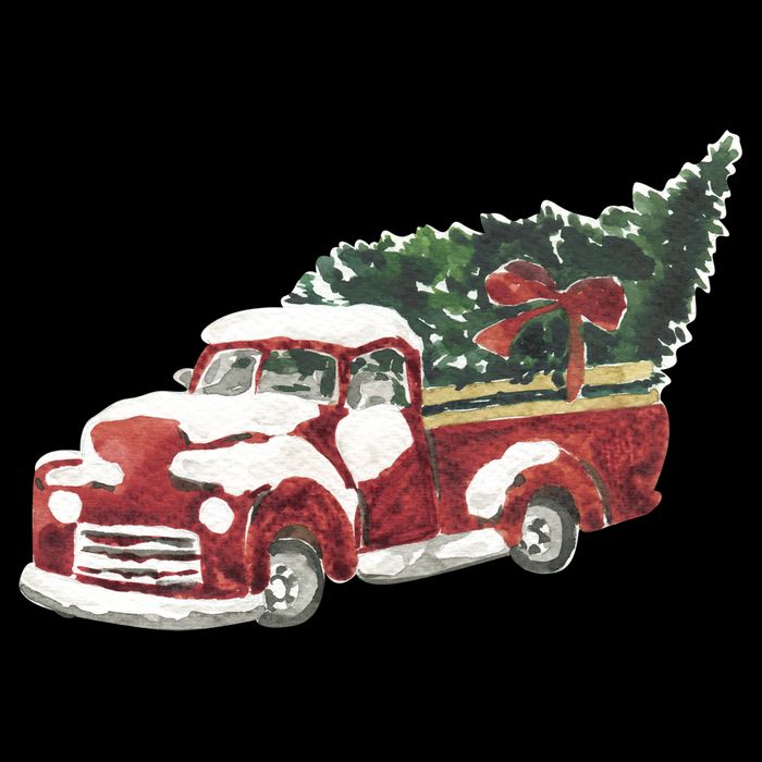 Retro Christmas Holiday Truck Drawstring Bag