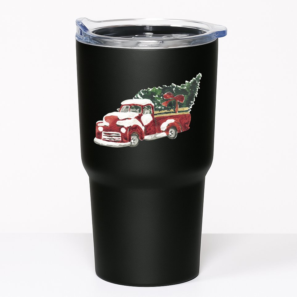 Retro Christmas Holiday Truck Tumbler