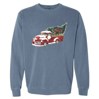 Retro Christmas Holiday Truck Garment-Dyed Sweatshirt