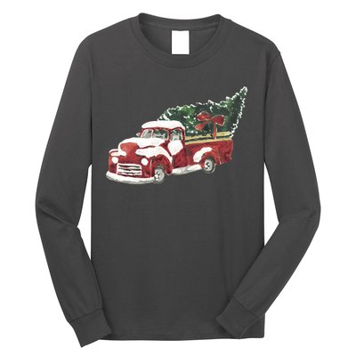 Retro Christmas Holiday Truck Long Sleeve Shirt