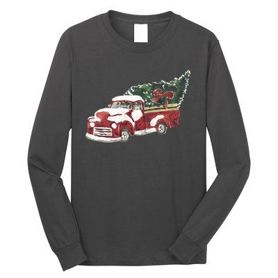 Retro Christmas Holiday Truck Long Sleeve Shirt