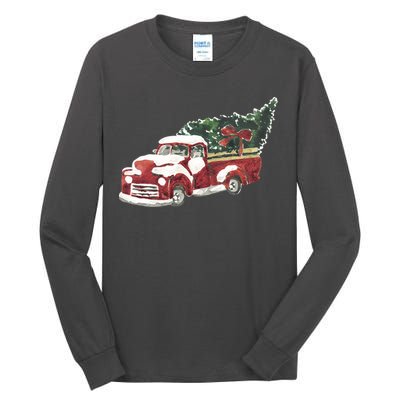 Retro Christmas Holiday Truck Tall Long Sleeve T-Shirt