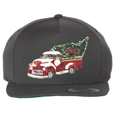 Retro Christmas Holiday Truck Wool Snapback Cap