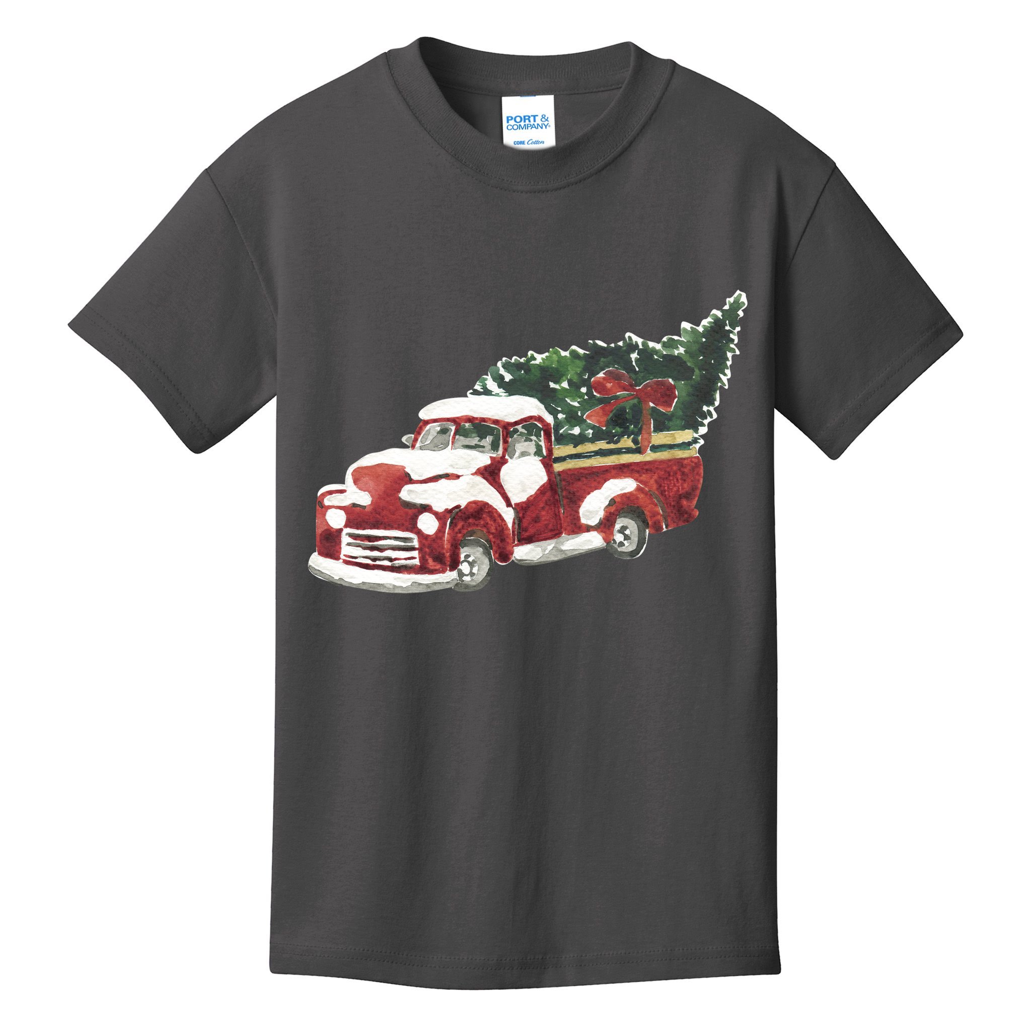 Retro Christmas Holiday Truck Kids T-Shirt
