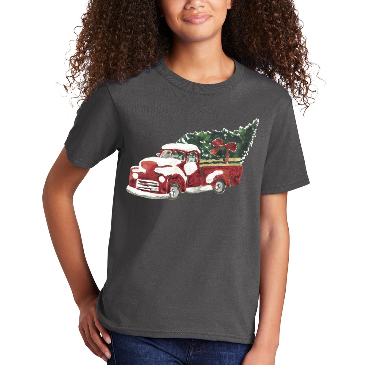 Retro Christmas Holiday Truck Kids T-Shirt