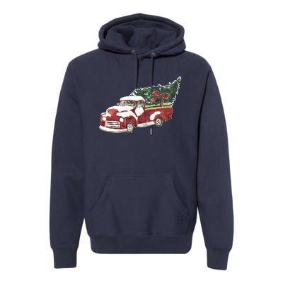 Retro Christmas Holiday Truck Premium Hoodie