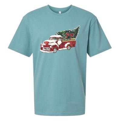 Retro Christmas Holiday Truck Sueded Cloud Jersey T-Shirt