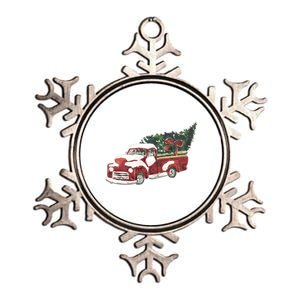 Retro Christmas Holiday Truck Metallic Star Ornament