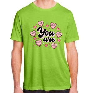 Retro Candy Heart Teacher Valentine's Day You Are Enough Adult ChromaSoft Performance T-Shirt