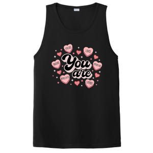 Retro Candy Heart Teacher Valentine's Day You Are Enough PosiCharge Competitor Tank