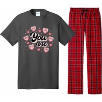 Retro Candy Heart Teacher Valentine's Day You Are Enough Pajama Set