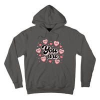 Retro Candy Heart Teacher Valentine's Day You Are Enough Tall Hoodie