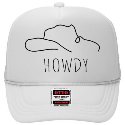 Retro Cowboy Hat Howdy Western Country Texas Cowgirls High Crown Mesh Back Trucker Hat