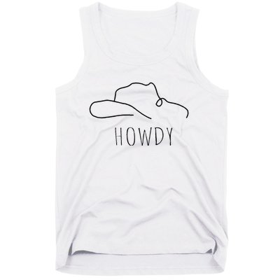 Retro Cowboy Hat Howdy Western Country Texas Cowgirls Tank Top