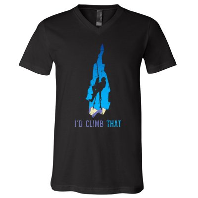 Rock Climber Id Climb That Mountain Climbing V-Neck T-Shirt