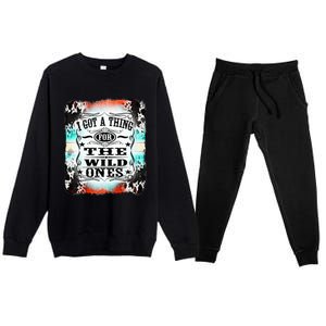 Retro Cowgirl I Got A Thing For The Wild Ones Premium Crewneck Sweatsuit Set