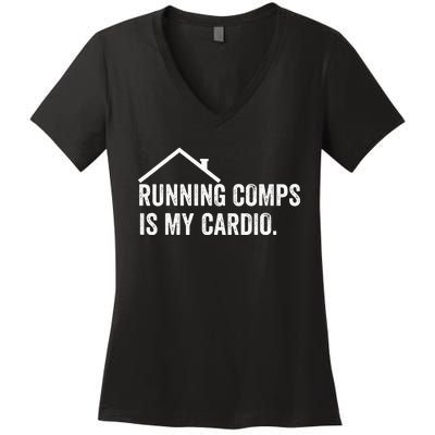 Running Comps Is My Cardio retro Realtor Apparel Women's V-Neck T-Shirt