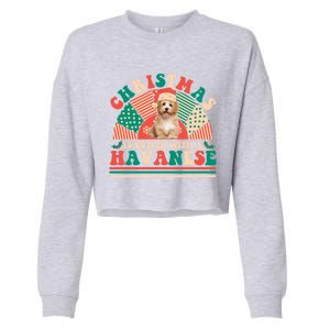 Retro Christmas Is Better With A Havanese Gift Santa Hat Gift Cropped Pullover Crew