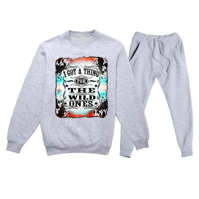 Retro Cowgirl I Got A Thing For The Wild Ones Premium Crewneck Sweatsuit Set