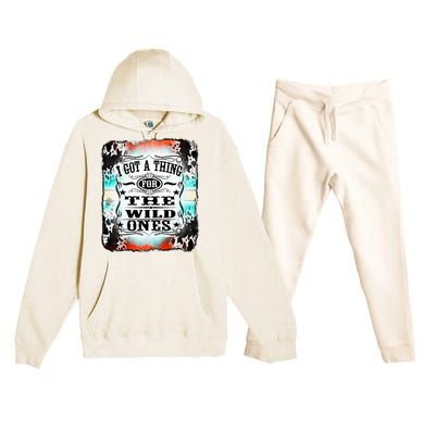 Retro Cowgirl I Got A Thing For The Wild Ones Premium Hooded Sweatsuit Set