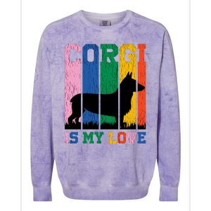 Retro Corgi Is My Love Colorblast Crewneck Sweatshirt