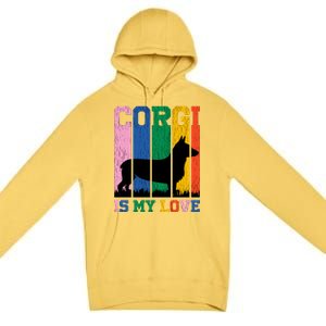 Retro Corgi Is My Love Premium Pullover Hoodie