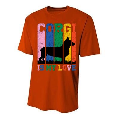 Retro Corgi Is My Love Performance Sprint T-Shirt