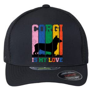 Retro Corgi Is My Love Flexfit Unipanel Trucker Cap